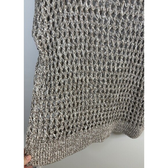 LANE BRYANT Gold Metallic Open Weave Knit Tunic Sweater Women 22/24 Crochet - Picture 5 of 8